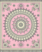 Pink Floral Medallion Mandala Square Rug