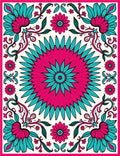 Floral Symmetry With Pink Teal Accents Rug