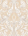 Ornate Beige Swirl Floral Pattern Rug