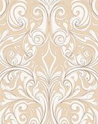 Ornate Beige Swirl Floral Pattern Rug