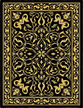 Black Gold Classic Floral Damask Rug