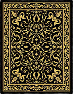 Black Gold Classic Floral Damask Rug