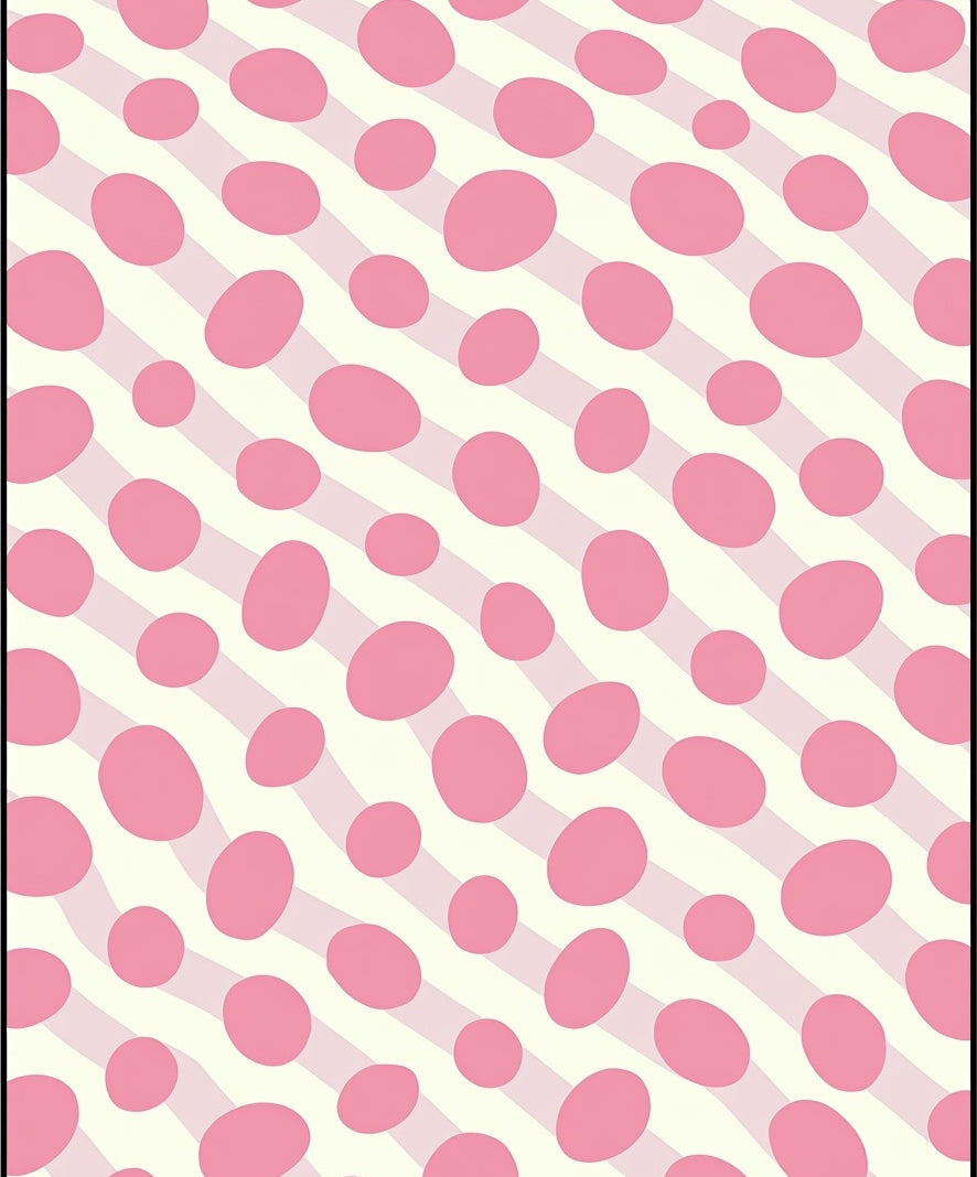 Pink Oval Stripe Pattern Rug