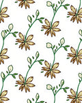 Golden Floral Vine with Green Leaves Rug