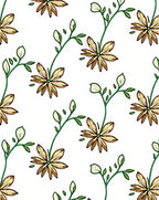 Golden Floral Vine with Green Leaves Rug