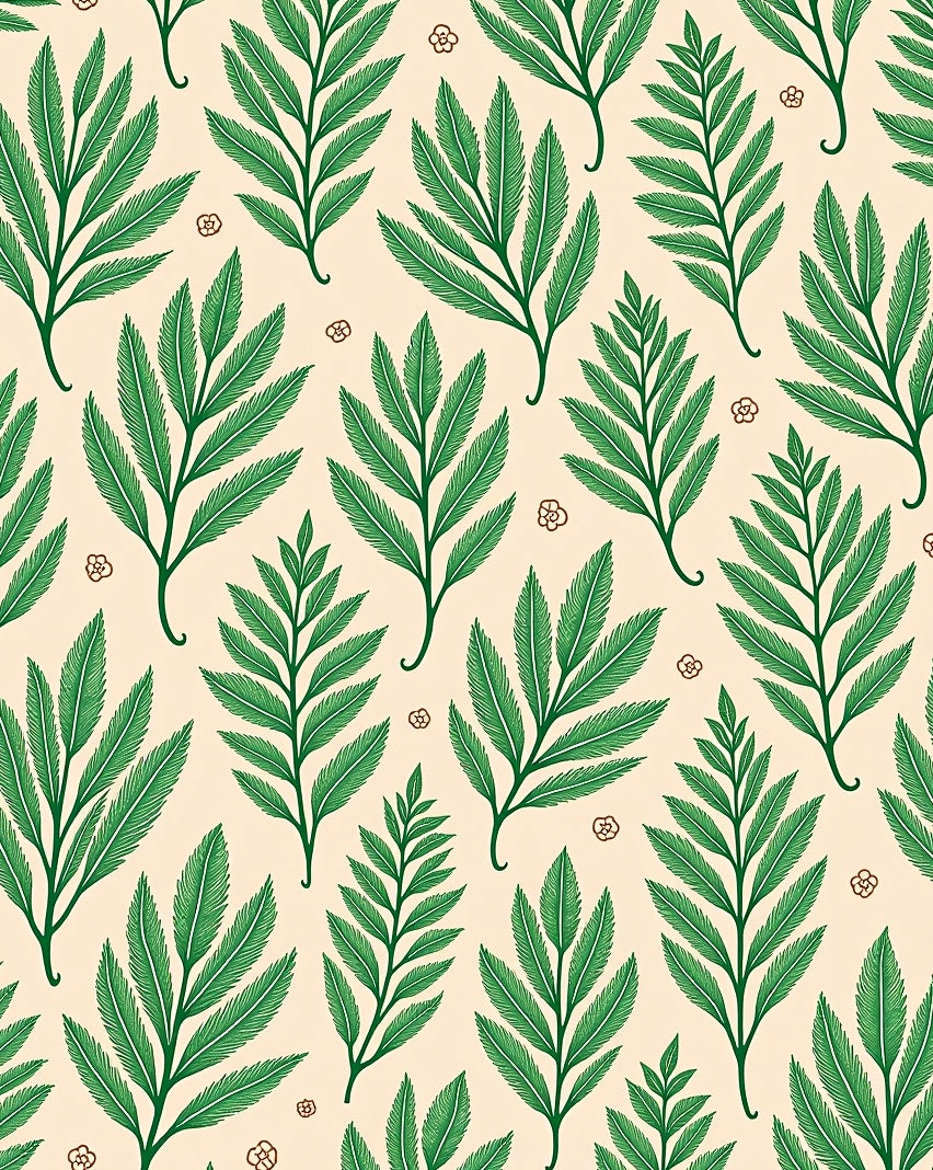 Green Leaf And Small Flower Pattern Rug