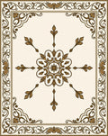 Ornate Floral Centerpiece Border Design Rug