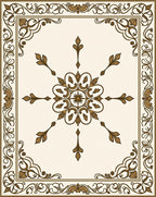 Ornate Floral Centerpiece Border Design Rug