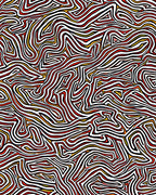 Abstract Red Orange Wavy Lines Rug