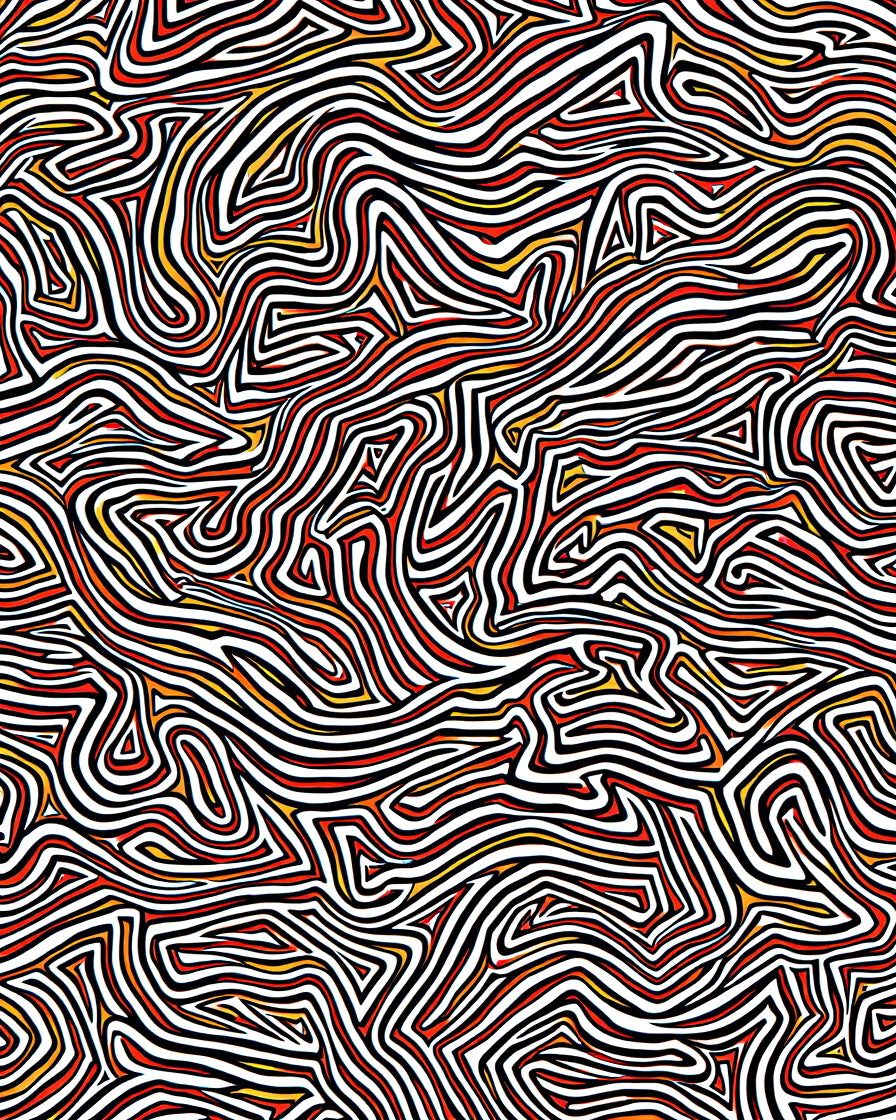 Abstract Red Orange Wavy Lines Rug