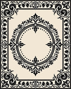 Classic Scrollwork Black Patterned Rug