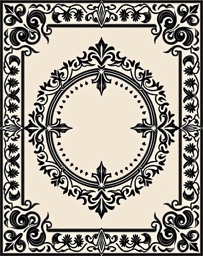 Classic Scrollwork Black Patterned Rug