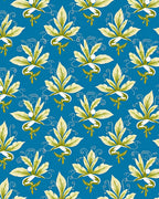 Classic Blue Green Leafy Blossom Rug