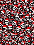 Festive Red Santa Hat Skulls Collage Rug