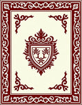 Ornate Crest With Decorative Border Design Rug