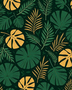 Emerald Yellow Tropical Leaf Pattern Rug