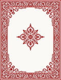 Elegant Red Floral Scrollwork Pattern Rug