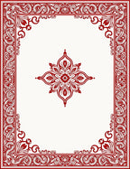 Elegant Red Floral Scrollwork Pattern Rug