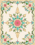 Floral Medallion Print With Vine Border Rug