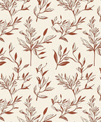 Classic Earthy Botanical Line Art Pattern Rug