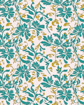 Teal Gold Flourishing Floral Design Rug