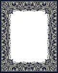Ornate Floral Dark Navy Ivory Border Rug
