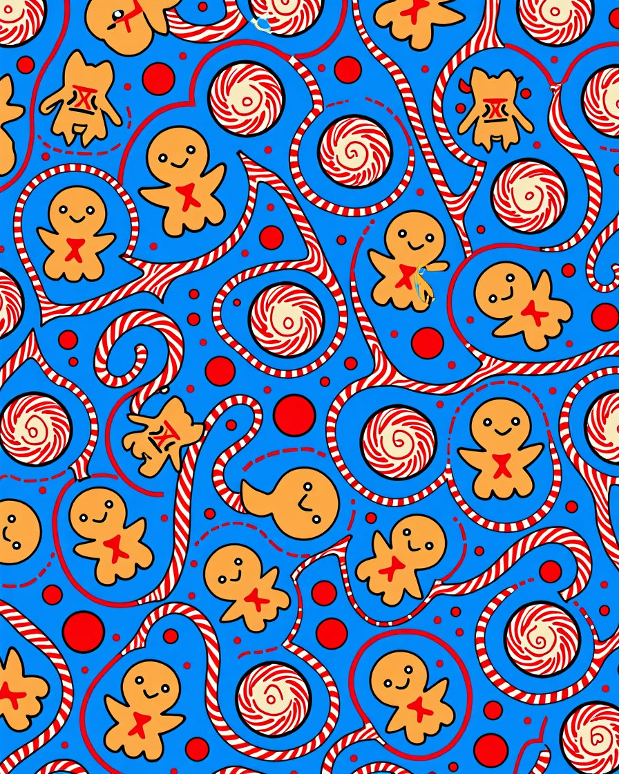 Whimsical Gingerbread Peppermint Swirls Rug