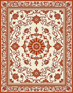 Ornate Floral Border Classic Design Rug