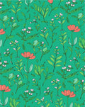 Coral and Green Floral Botanical Design Rug