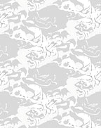 Abstract White Grey Flowing Pattern Rug