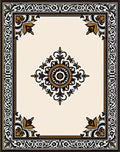 Elegant Black Gold Floral Border Design Rug