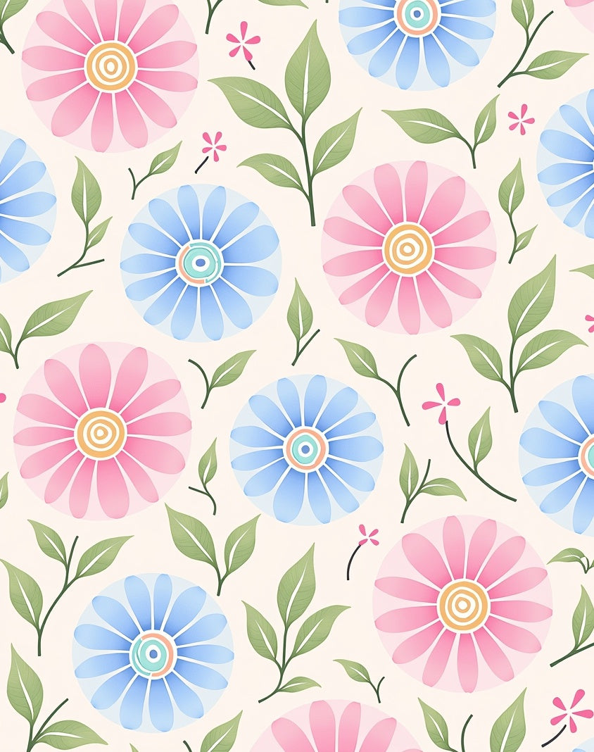 Floral Watercolor Style Daisy Pattern Rug