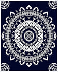 Navy White Floral Mandala Medallion Rug