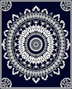 Navy White Floral Mandala Medallion Rug