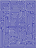 Navy White Geometric Maze Pattern Rug
