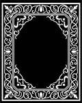 Elegant Black White Scrollwork Frame Rug