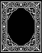 Elegant Black White Scrollwork Frame Rug