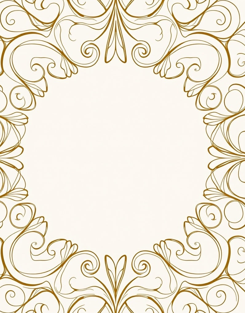 Elegant Gold Swirl Filigree Design Rug