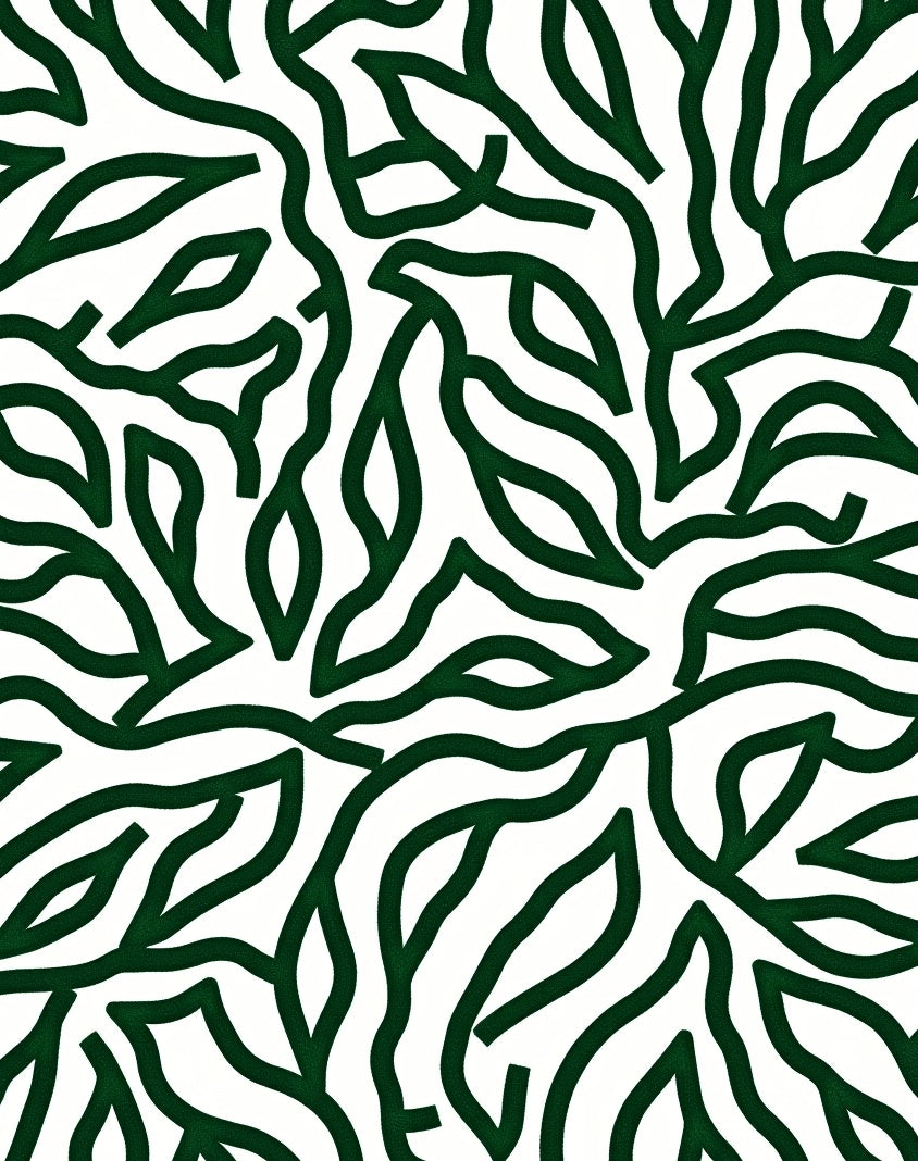 Abstract Green Vine Pattern Rug