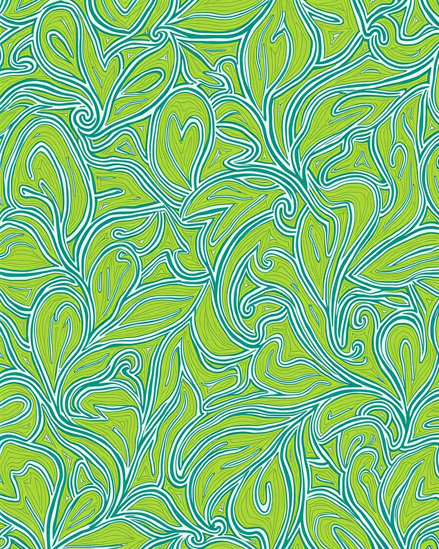 Leafy Swirl Green Pattern Rug