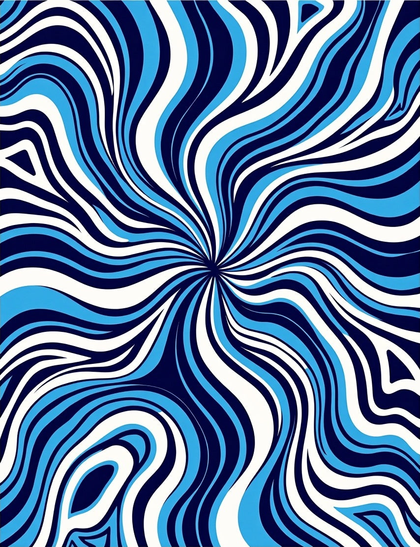 Abstract Swirl Blue White Pattern Rug