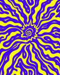 Vivid Yellow And Blue Swirl Design Rug