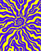 Vivid Yellow And Blue Swirl Design Rug