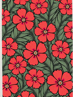 Bold Red Blossom And Green Leaf Pattern Rug