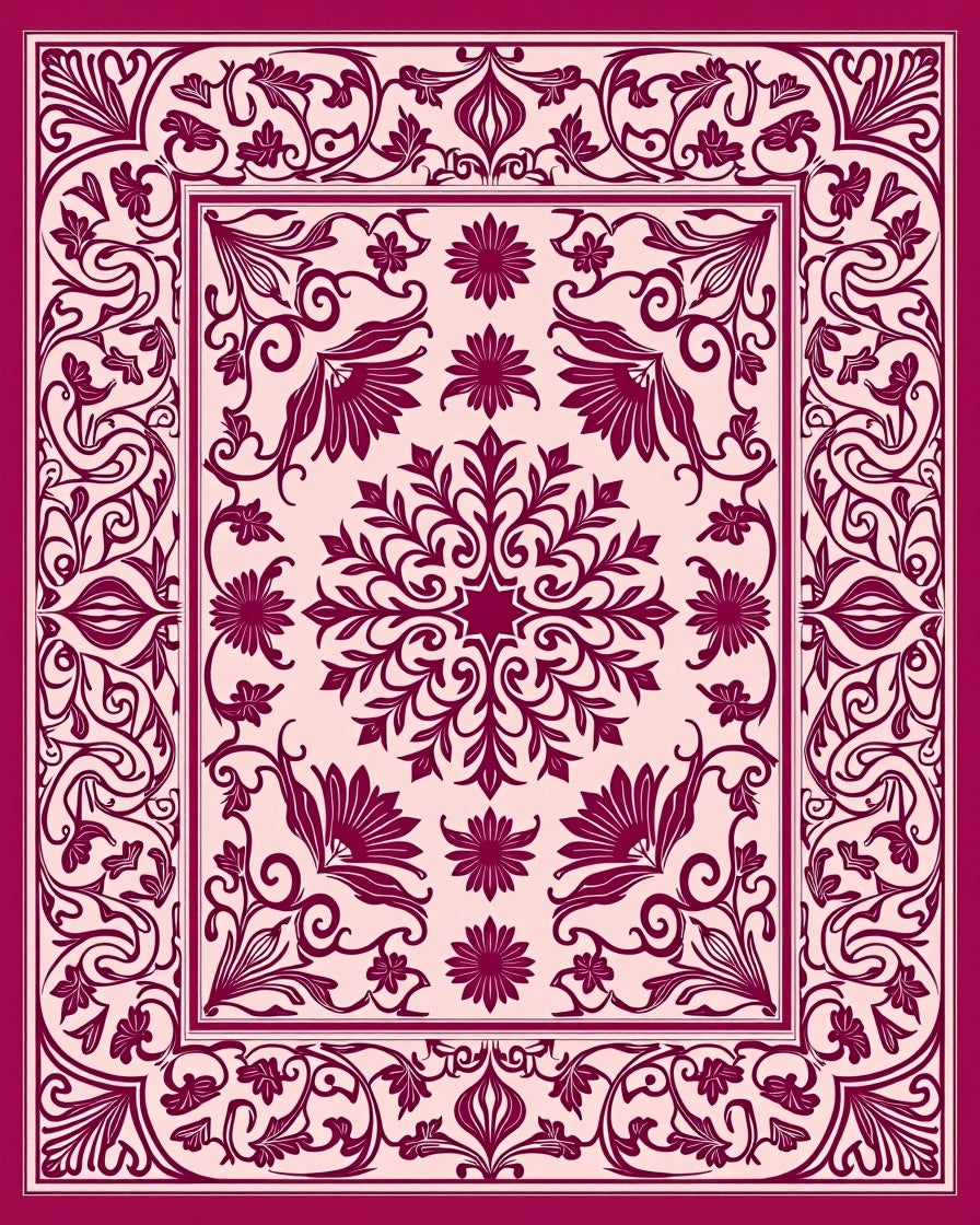 Ornate Floral And Vine Pattern Rug