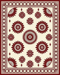 Radiant Sunburst Floral Border Design Rug
