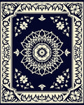 Navy Cream Floral Mandala Medallion Rug