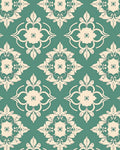 Damask Floral Pattern With Scrollwork Rug