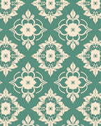 Damask Floral Pattern With Scrollwork Rug