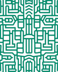 Abstract Geometric Teal Maze Pattern Rug